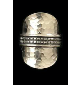 Trade roots Karen Hill Tribe Sterling, Long Hammered Wrap Ring