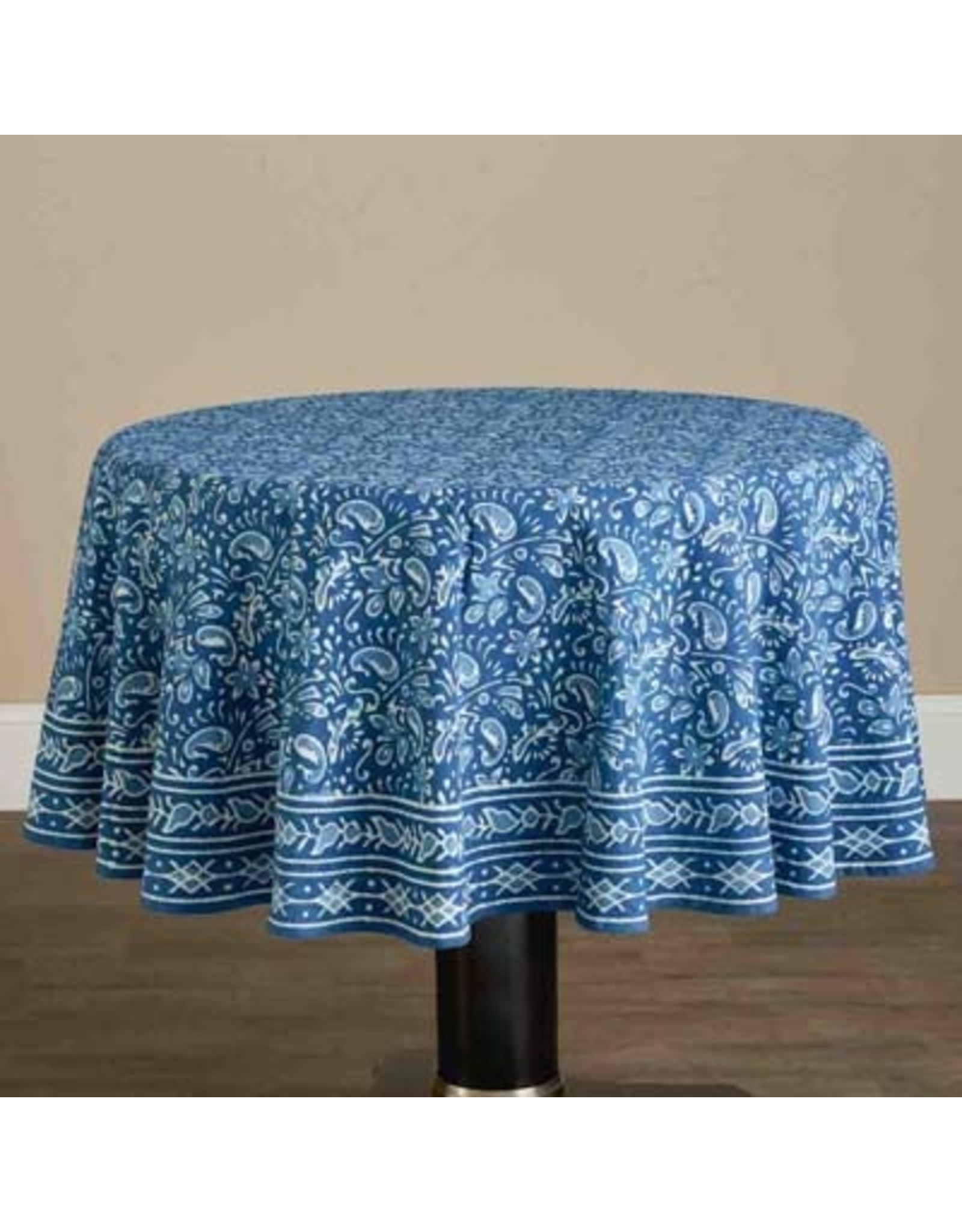 Trade roots Indigo Paisley Dabu Round Tablecloth, India (70")