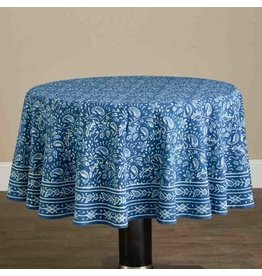 Trade roots Indigo Paisley Dabu Round Tablecloth, India (70")