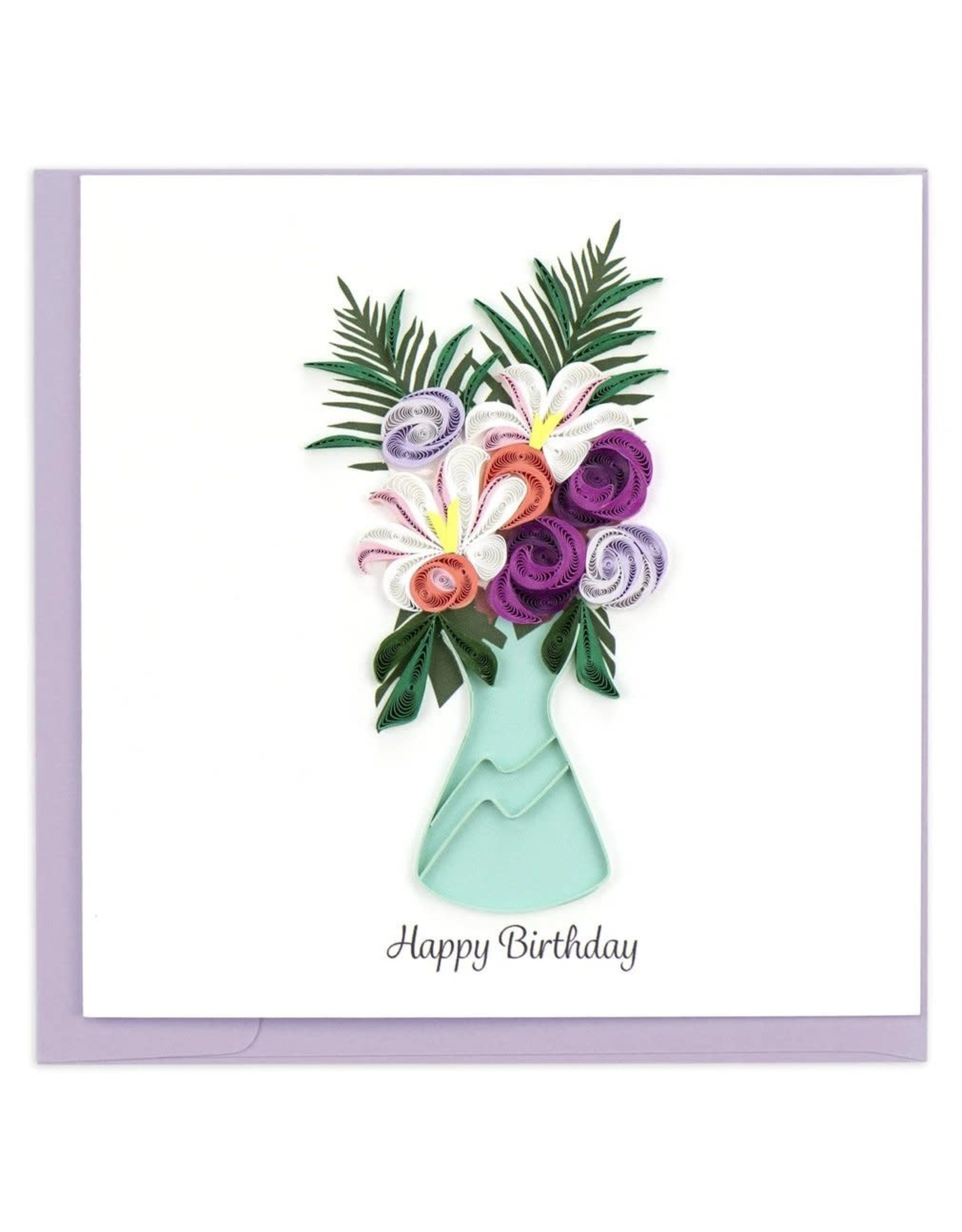 Trade roots Birthday Flower Vase Quilling Card, Vietnam