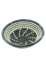 6" Agaseke Woven Bowl Basket, Dark & Light Gray/ White, Rwanda