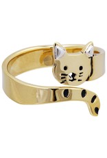 Cat Hugger Brass Ring,  Adjustable, Mexico