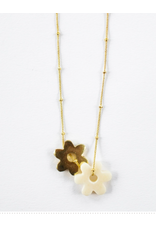 Trade roots Layered Flower Necklace, Brass and Bone, India