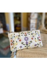 Trade roots Melissa's Garden Hand Embroidered Flower Linen Bag Pouch, Vietnam