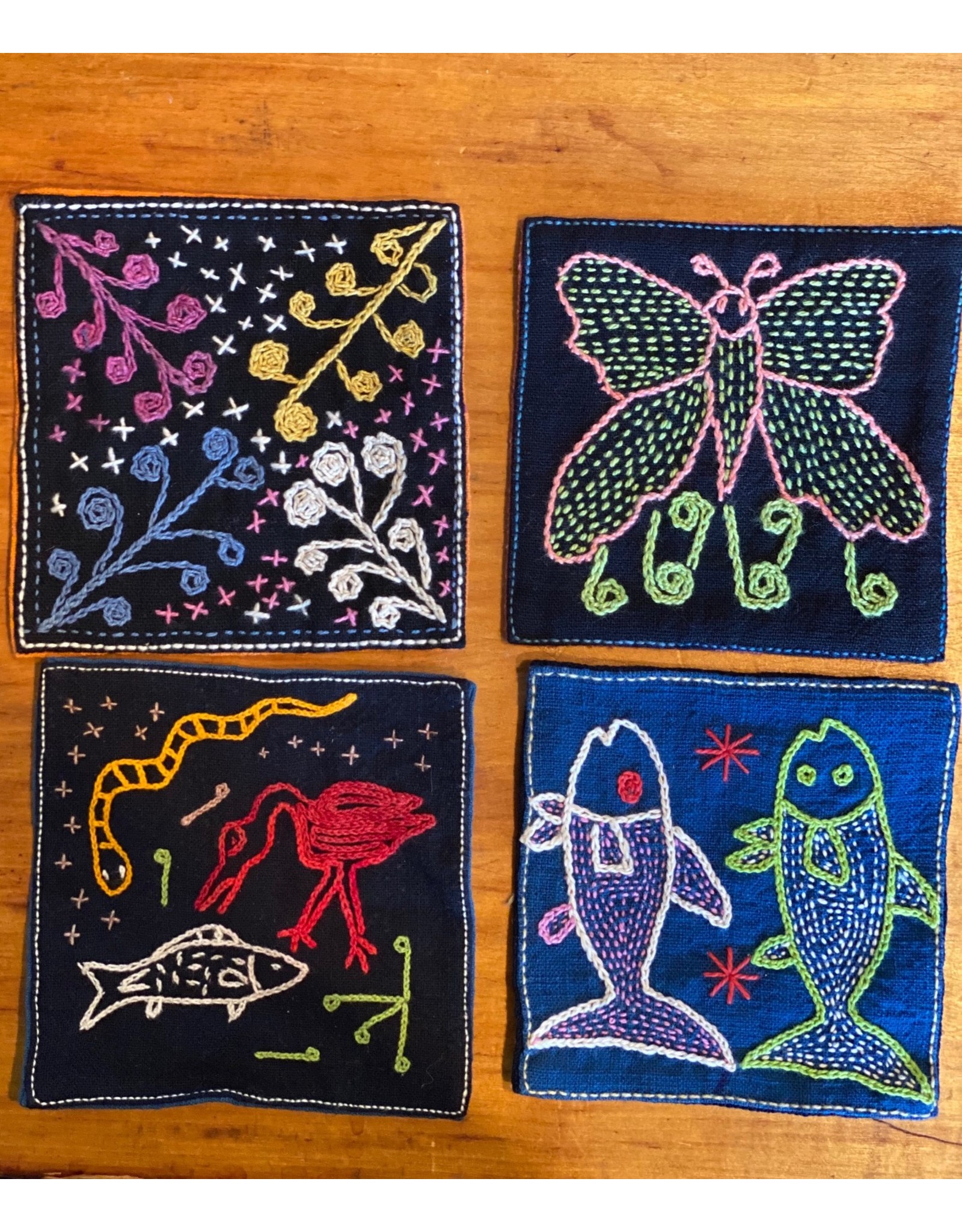 Lanten Individual Embroidered Coasters, Laos
