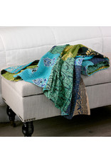 Trade roots Cool Kantha Patchwork Square Throw, India