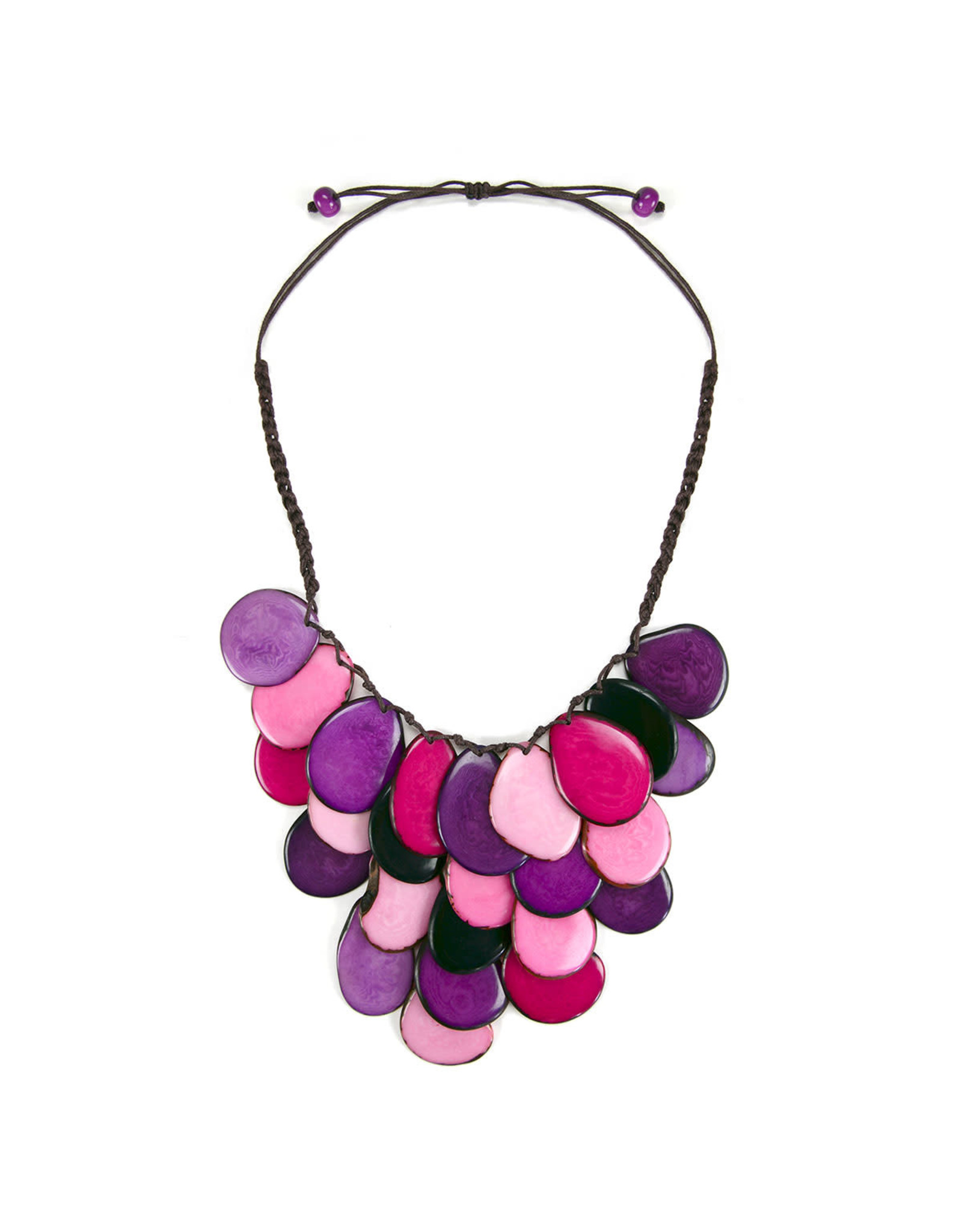 Trade roots Waterfall Tagua Nut Necklace, Purple, Ecuador