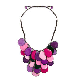 Trade roots Waterfall Tagua Nut Necklace, Purple, Ecuador