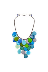 Trade roots Waterfall Tagua Nut Necklace, Blue, Ecuador