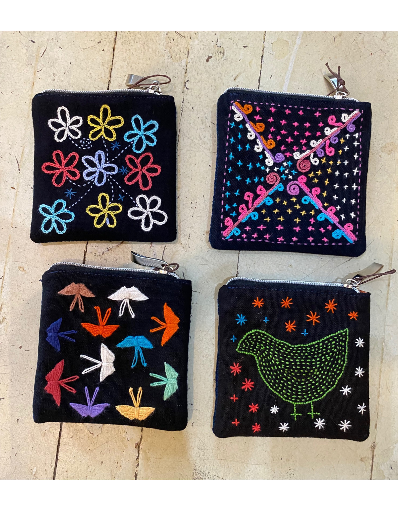 Trade roots Lanten Embroidered  Coin Pouch, Assorted Motifs