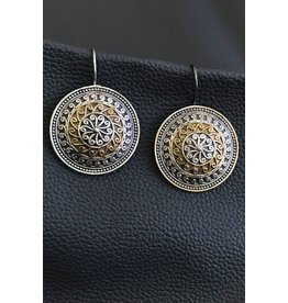 Trade roots Mandala Earrings, Brass with Silver Finish. India