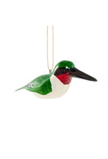 Ruby-Throated Hummingbird, Wood Bird Ornament, Kenya