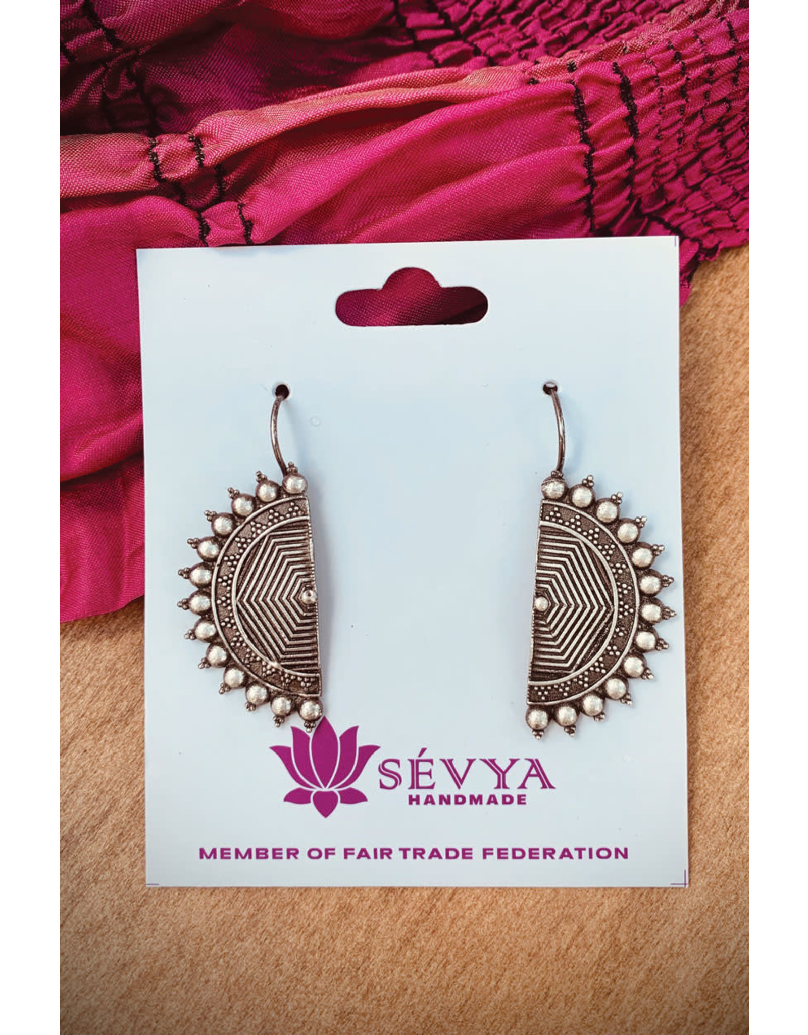 Trade roots Web of Life Earrings, Brass with Silver Finish