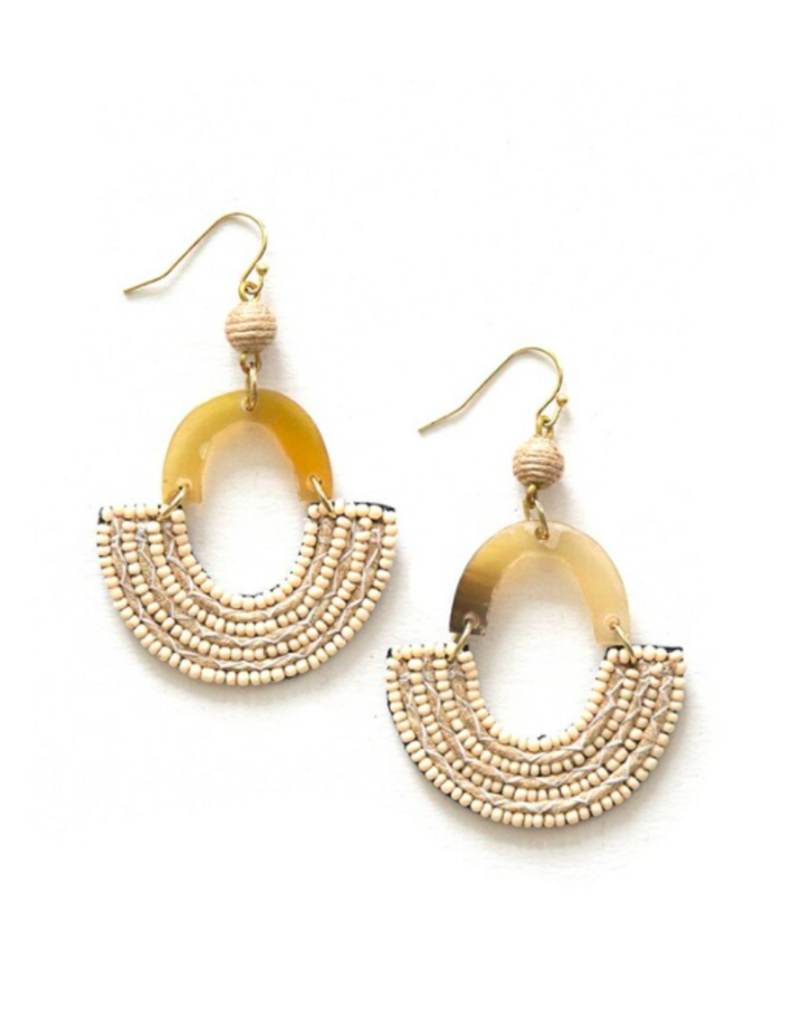 Trade roots Desert Beaded Horn Earrings, India