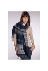 Trade roots Kalya Merino Wool & Cotton Shawl II Navy & Silver