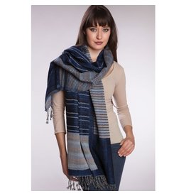 Trade roots Kalya Merino Wool & Cotton Shawl II Navy & Silver