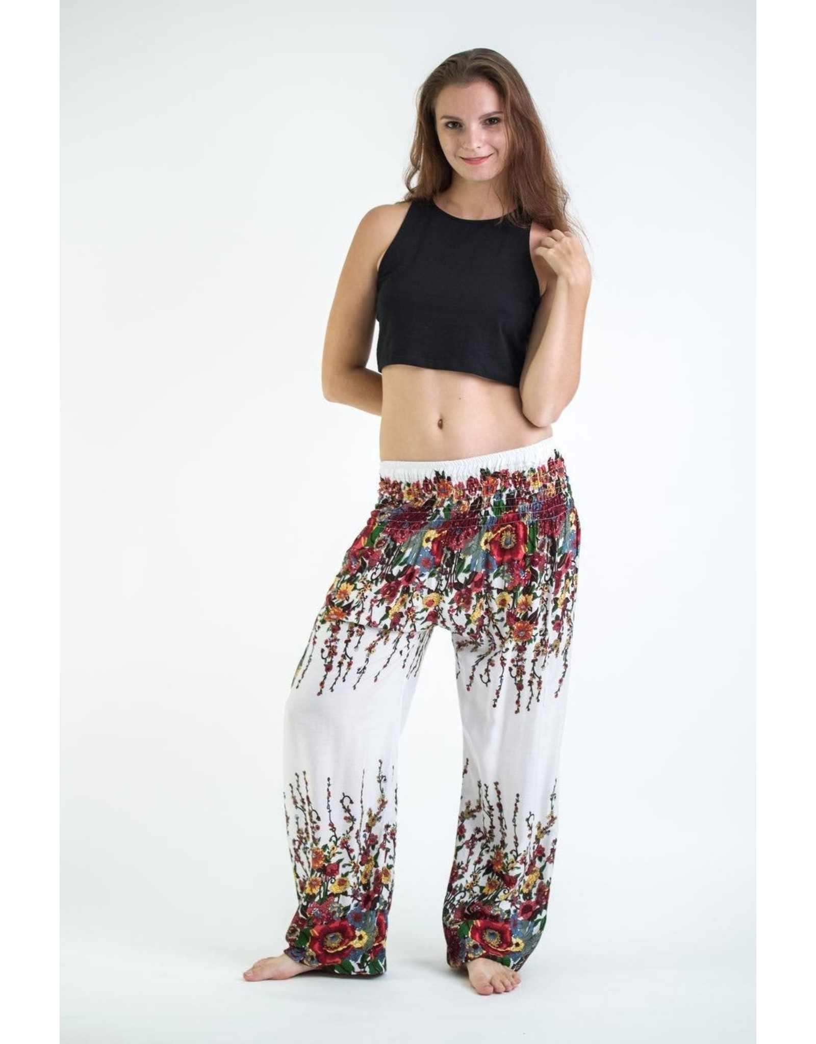 Trade roots Elephant Pants, Floral Pants in White
