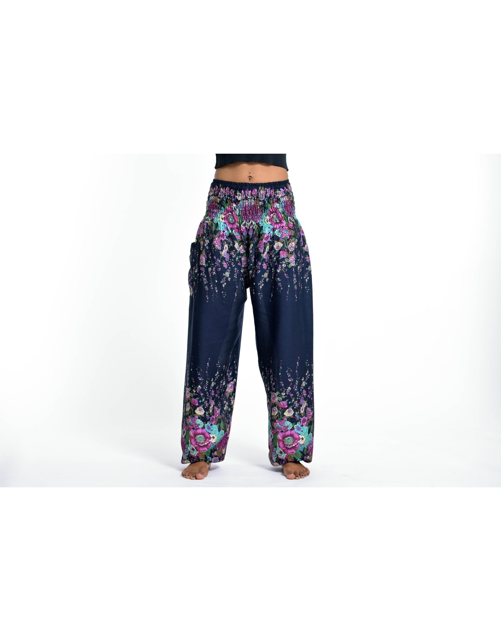 Trade roots Elephant Pants, Floral Blue