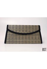 Trade roots Clutch with Braided Strap, Black Striated