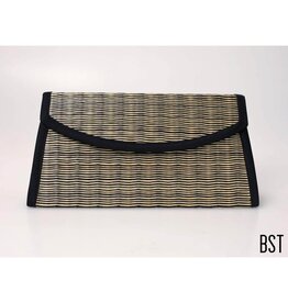 Trade roots Clutch with Braided Strap, Black Striated