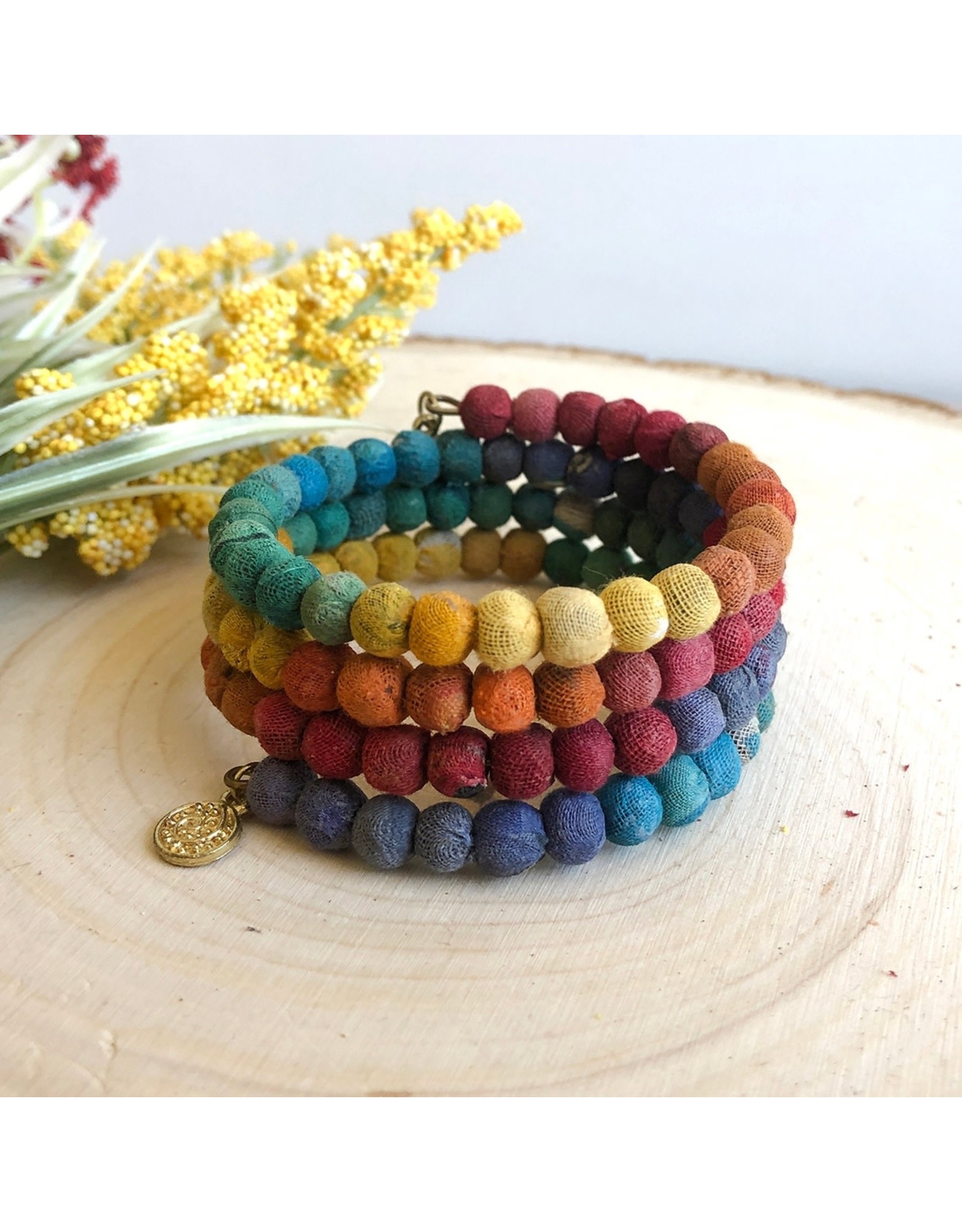 Trade roots India, Kantha Rainbow Spiral Bracelet