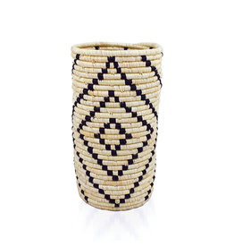 Trade roots Matope Raffia Vase w/ Glass Sleeve, Uganda