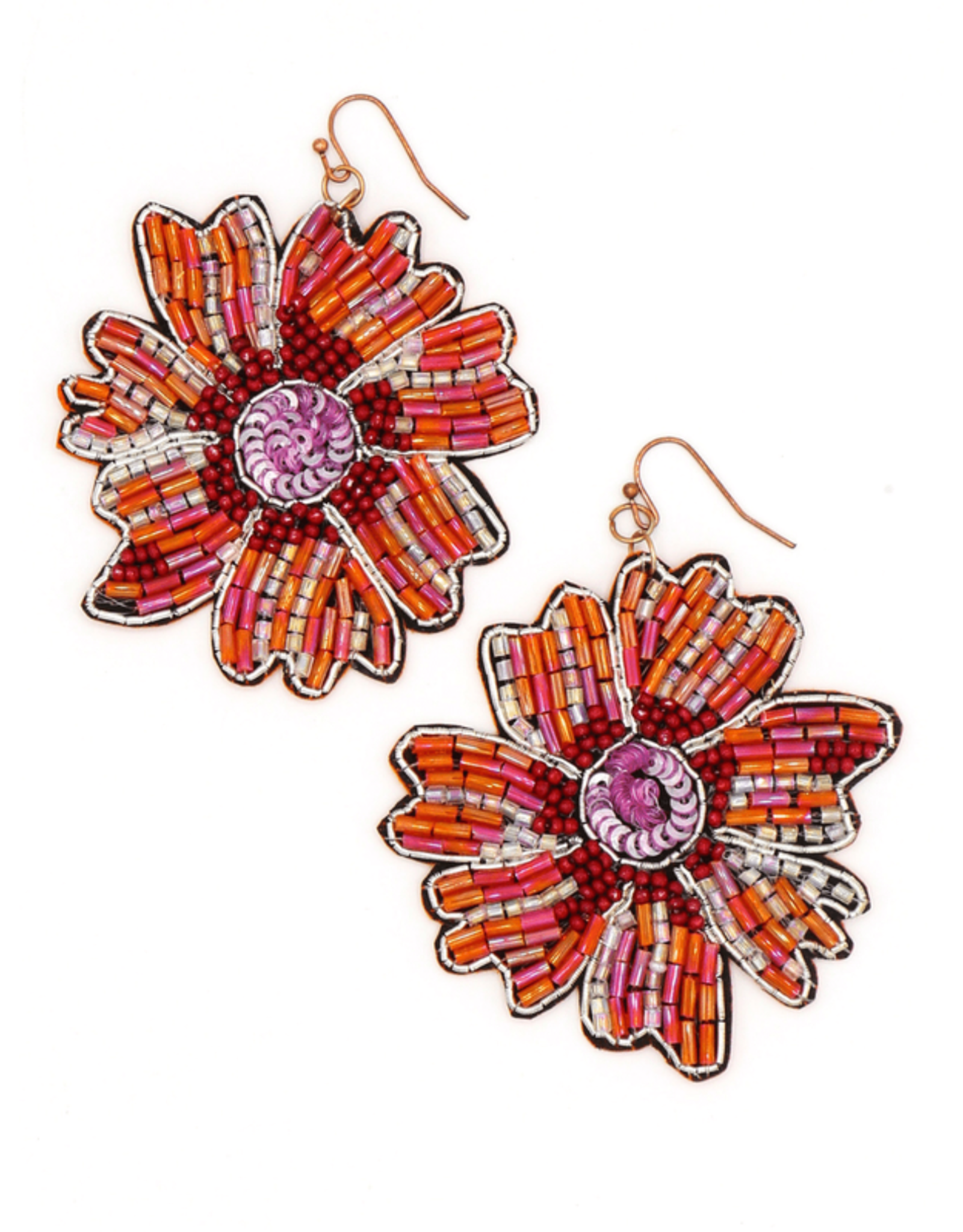 Trade roots Bold Beaded Flower Earrings, India