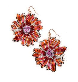 Trade roots Bold Beaded Flower Earrings, India