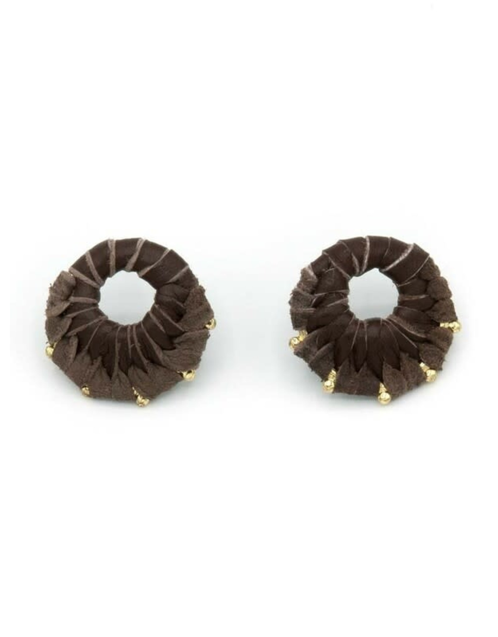 Trade roots Leather Wrap Stud Earrings, India