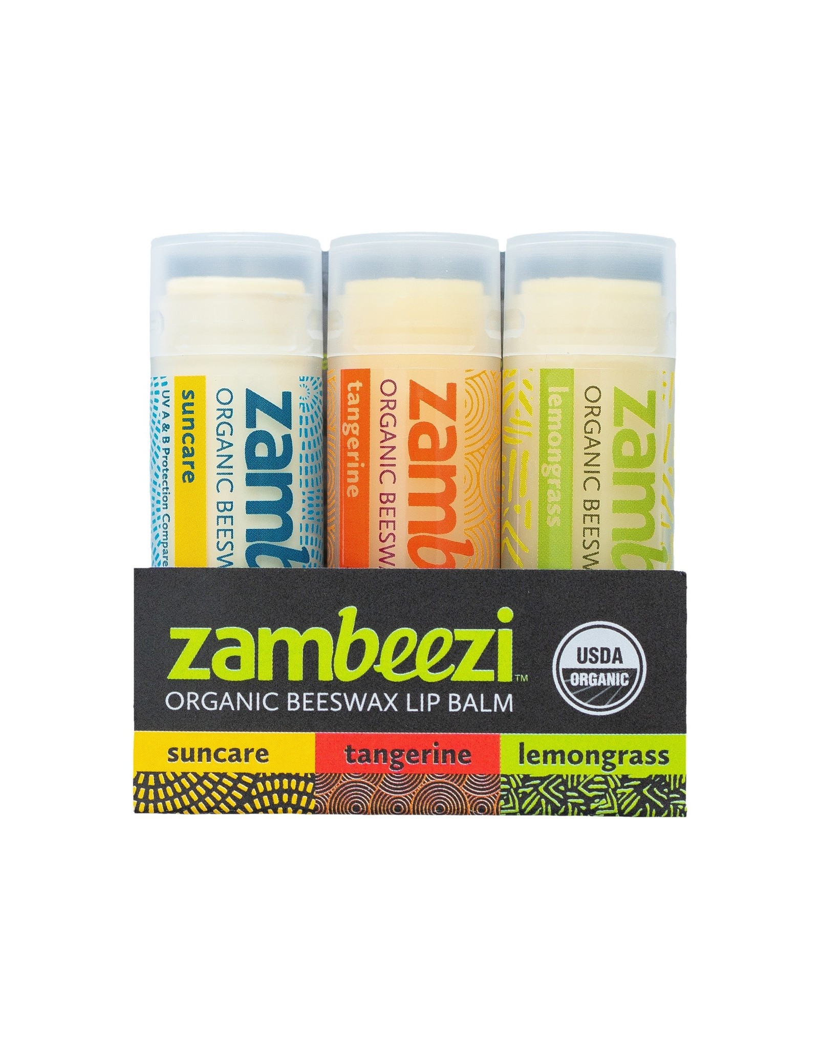 Trade roots Lip Balm, 3 VARIETY PACK Suncare, Tangerine, Lemongrass