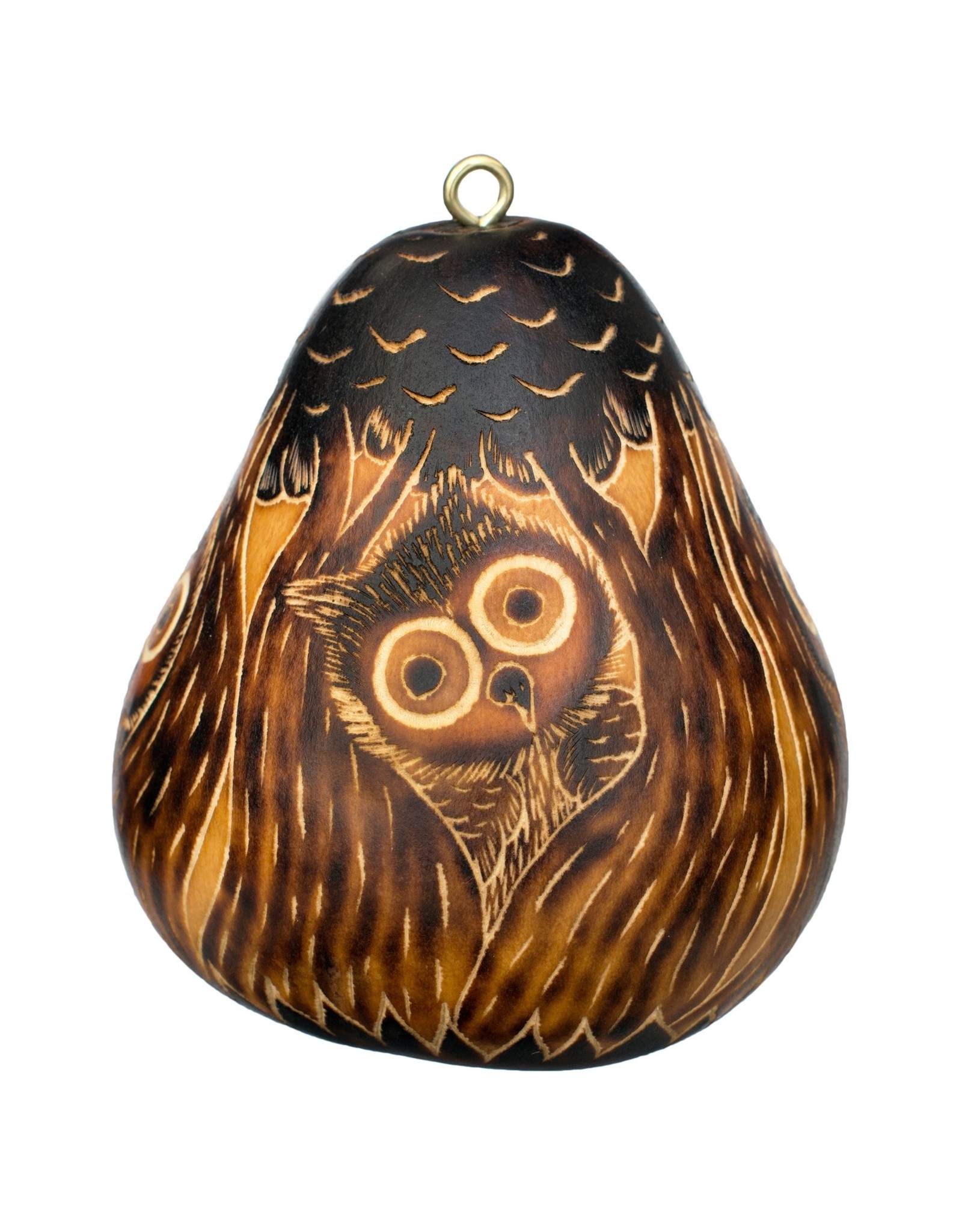 Trade roots Owls, Mini Gourd Ornament, Peru