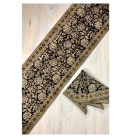 Trade roots Black Kalamkari Table Runner, 3" x 70".
