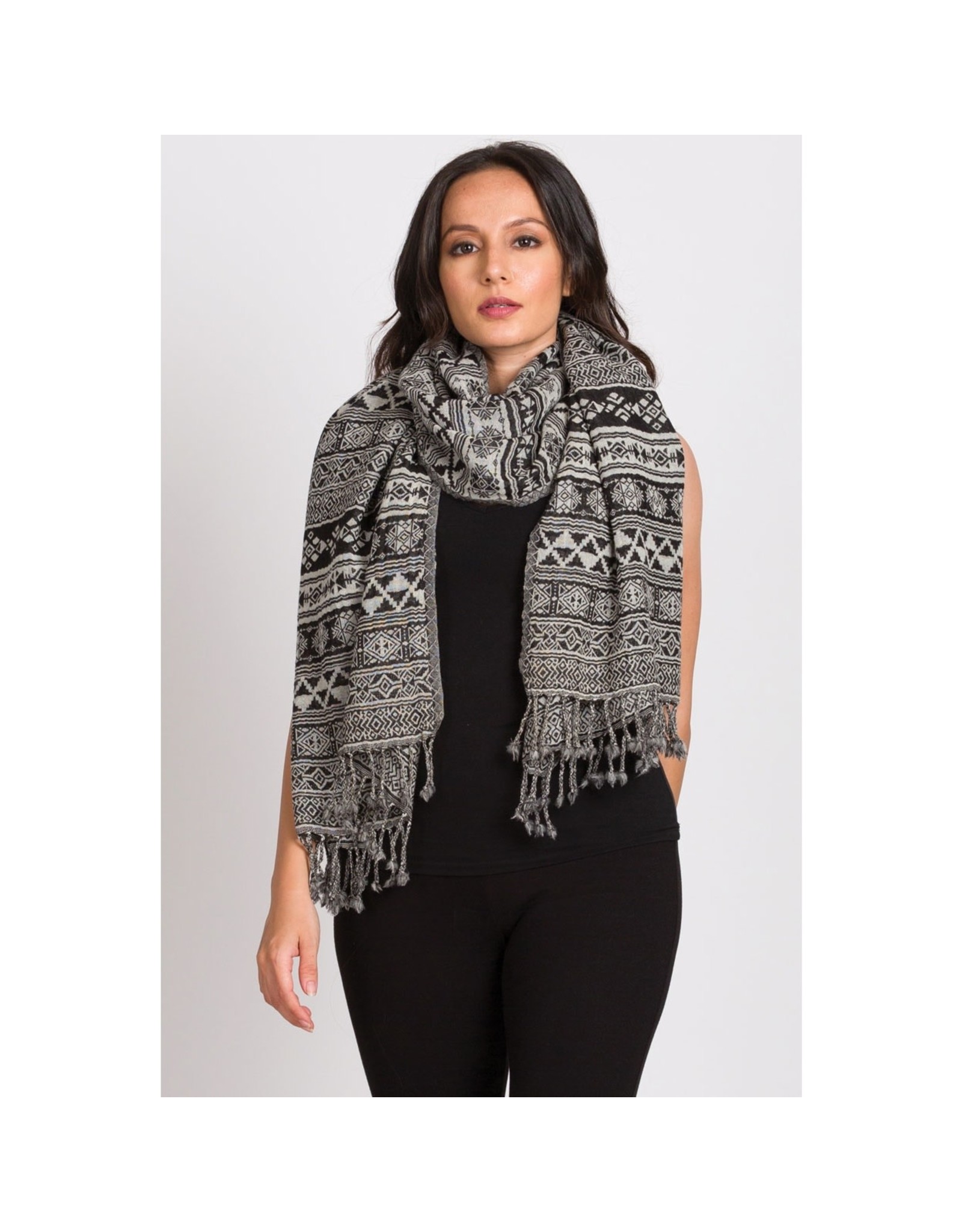 Trade roots Jacquard Weave Wool Shawl