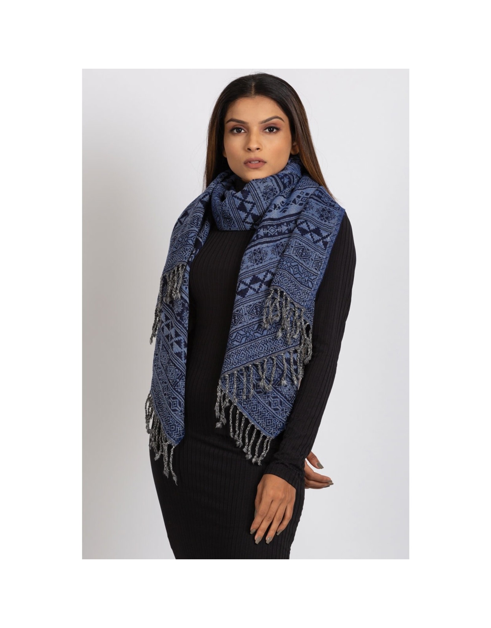 Trade roots Jacquard Weave Wool Shawl