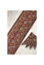 Trade roots Kalamkari Table Runner, Red and Blue India, 13" x 70"