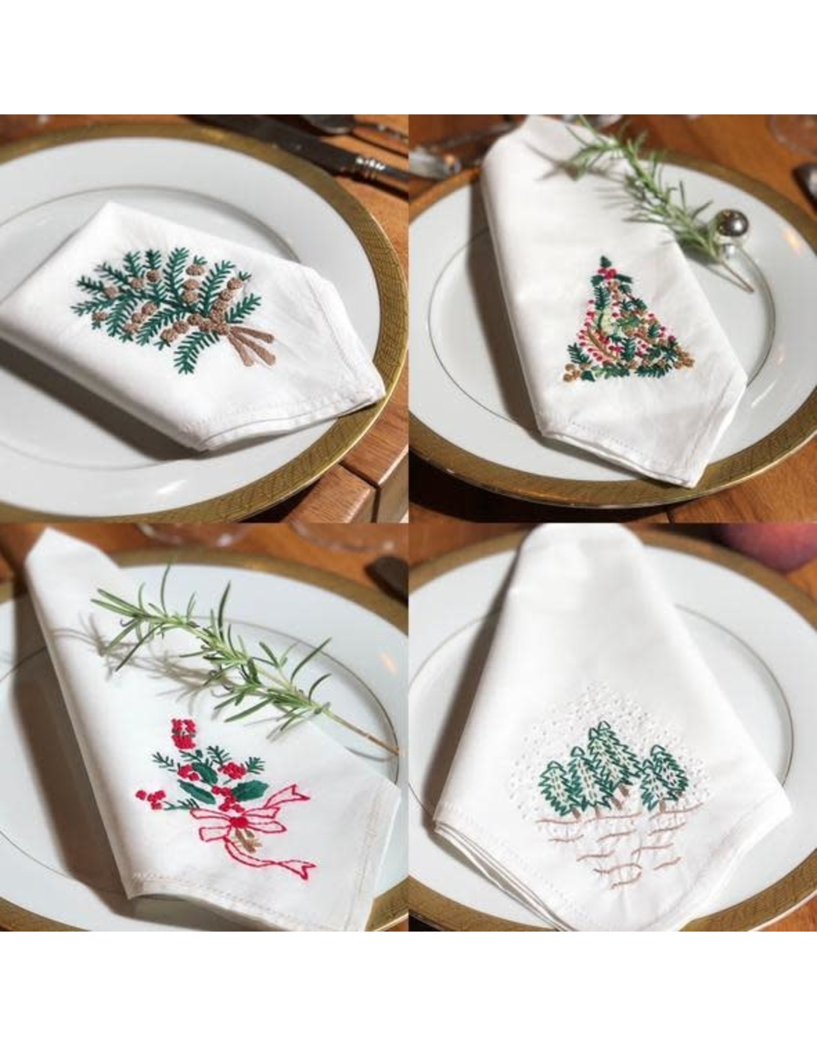 Trade roots 17" Christmas Embroidered Napkins, Vietnam