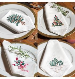 Trade roots 17" Christmas Embroidered Napkins, Vietnam