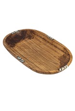 Trade roots X-Large Oval Olive wood Bowl with Bone Inlay, Kenya