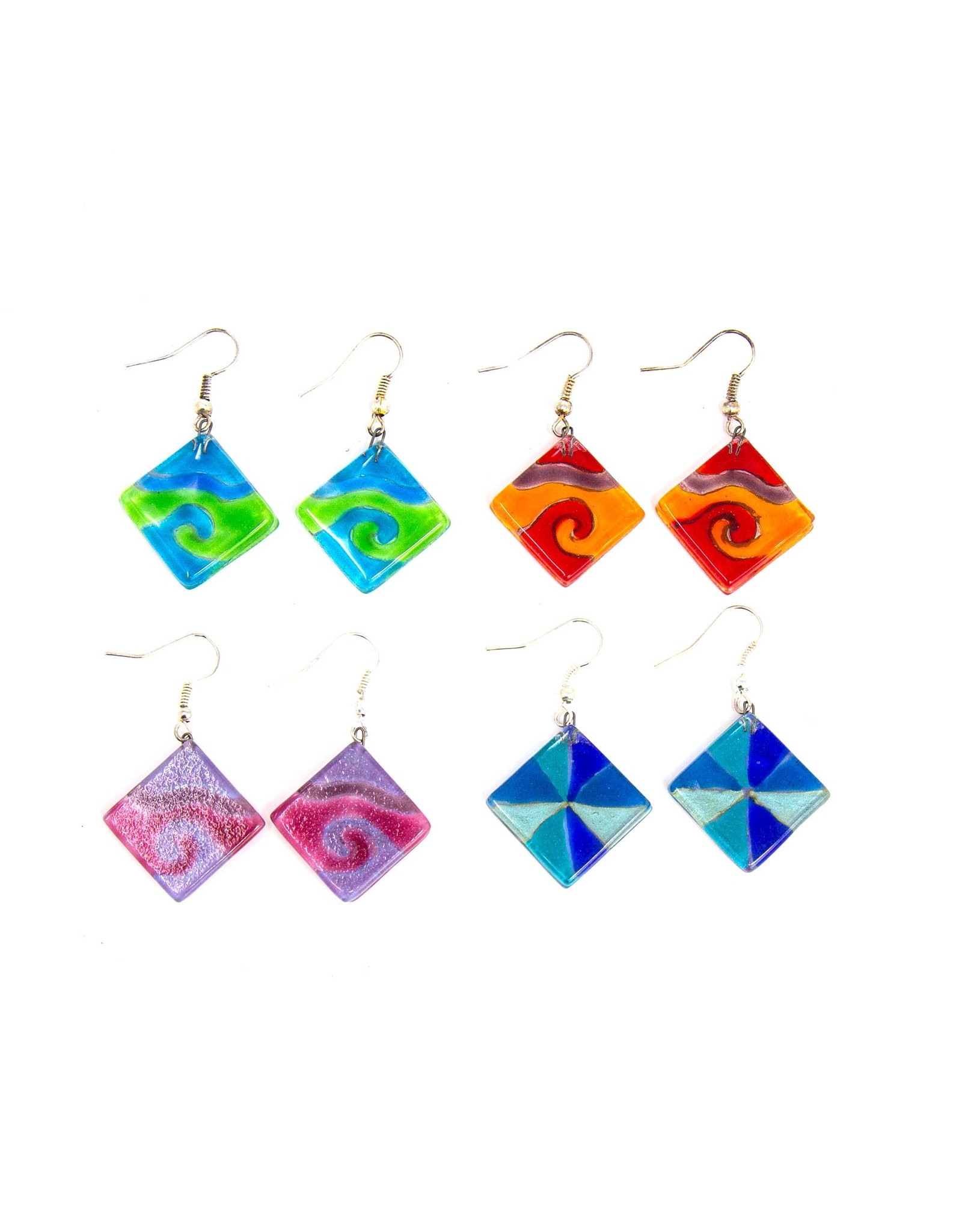 Trade roots Rhombus glass earrings - Assorted colors, Chile