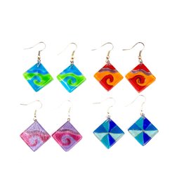Trade roots Rhombus glass earrings - Assorted colors, Chile