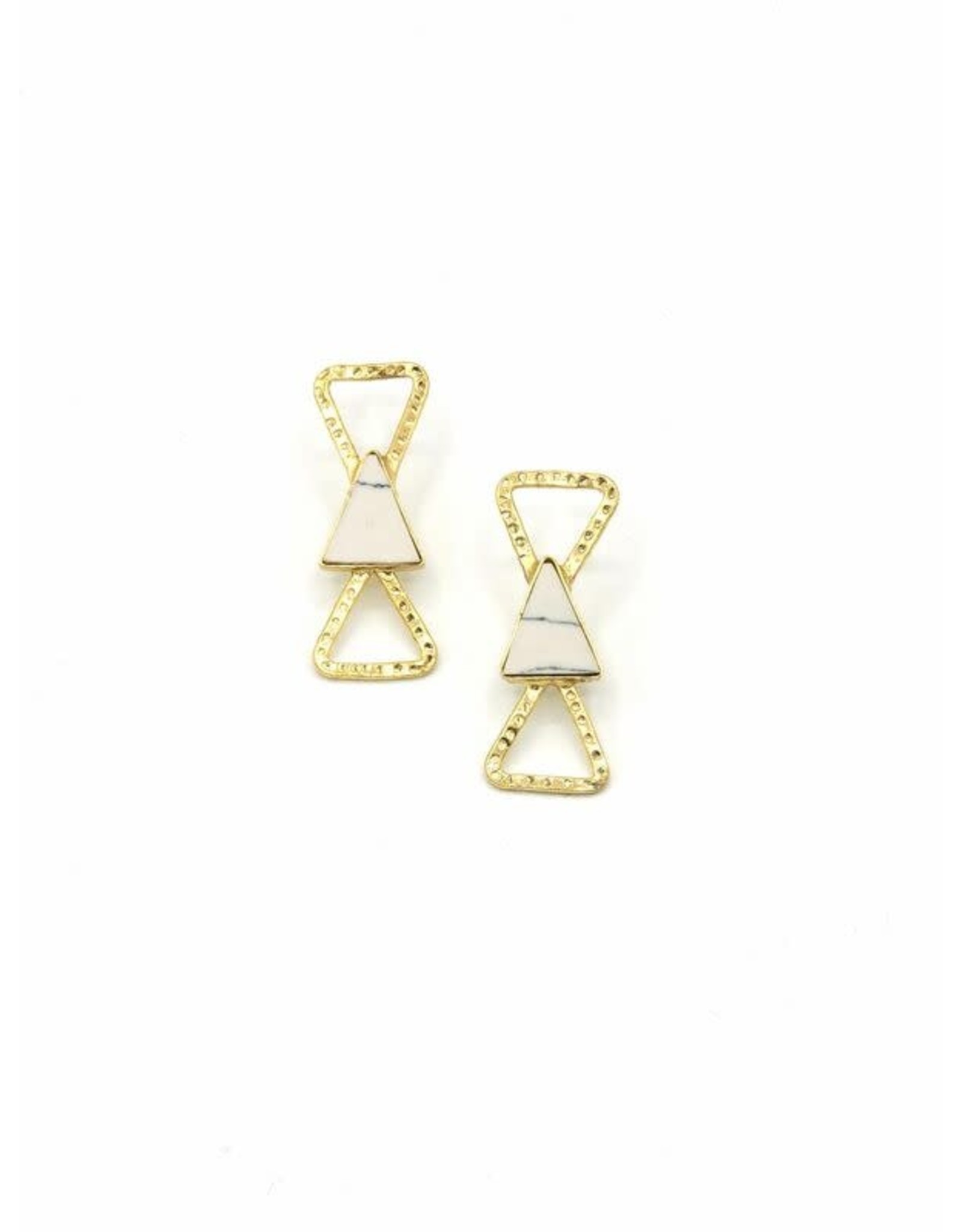 Trade roots Triple Triangle Marbled Stud Earrings, India