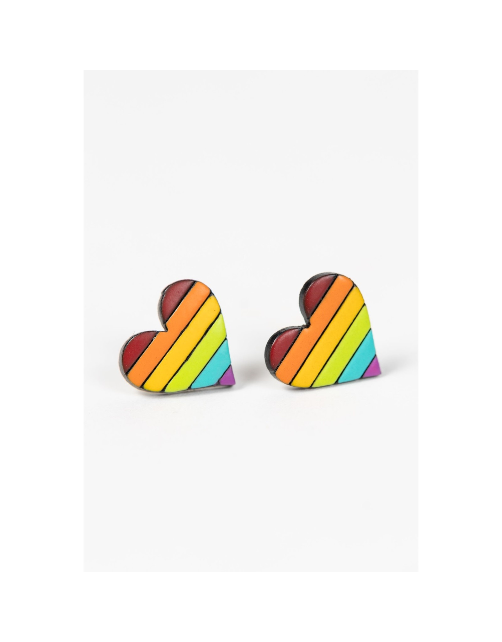 Trade roots Rainbow Heart Gourd Earrings, Colombia