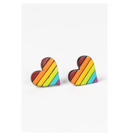 Trade roots Rainbow Heart Gourd Earrings, Colombia
