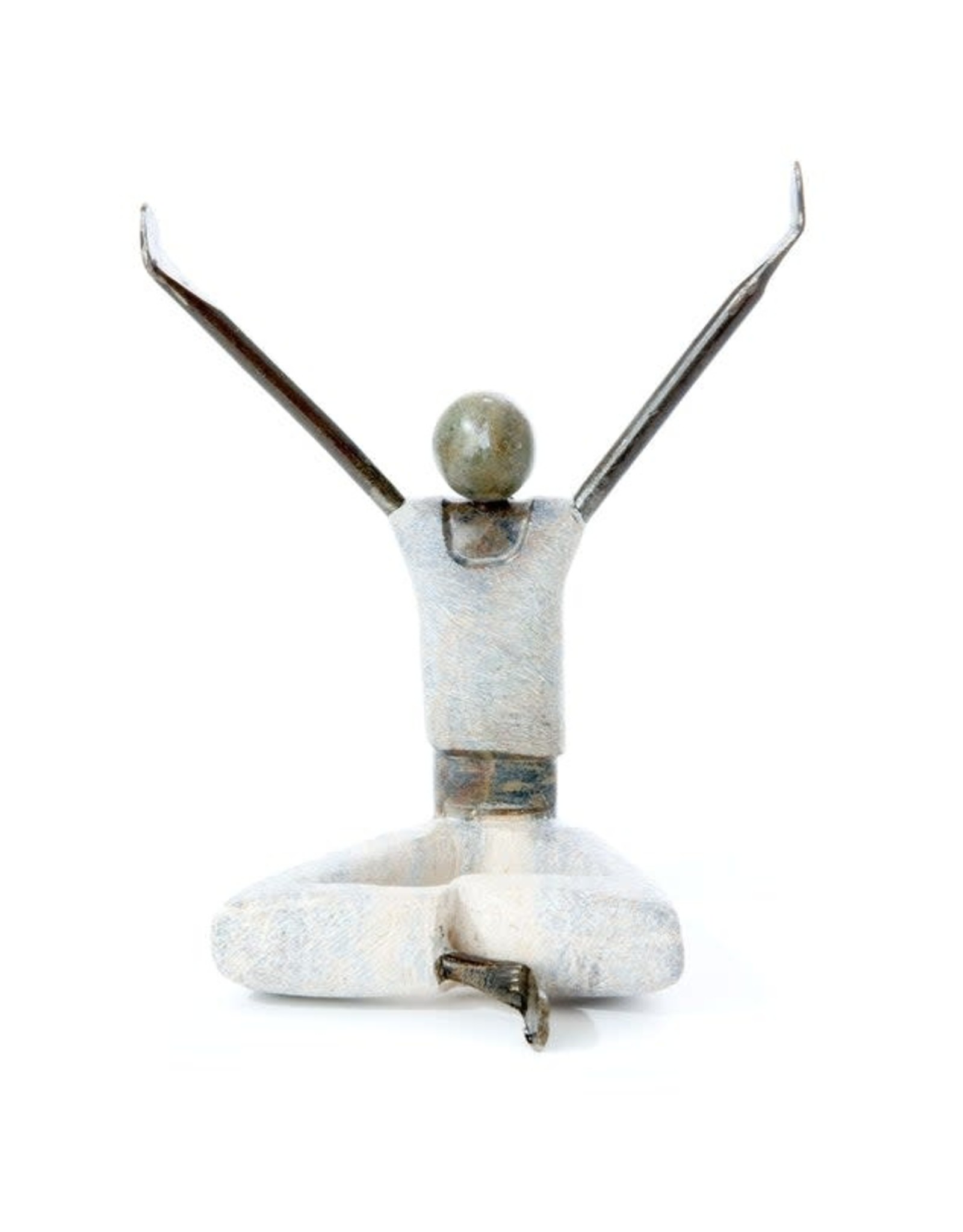 Trade roots Stone and Metal Yogi Sculpture (Outstretched Arms) , Zimbabwe