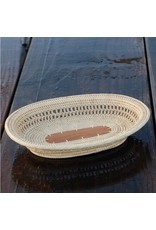 Trade roots Handmade Oval Rattan Tray W/ Palm Leaf Center - Mini
