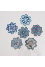 Spiral Flower Coaster Set, Blue