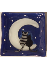 Trade roots Cats on the Moon Glass Square Dish, Ecuador