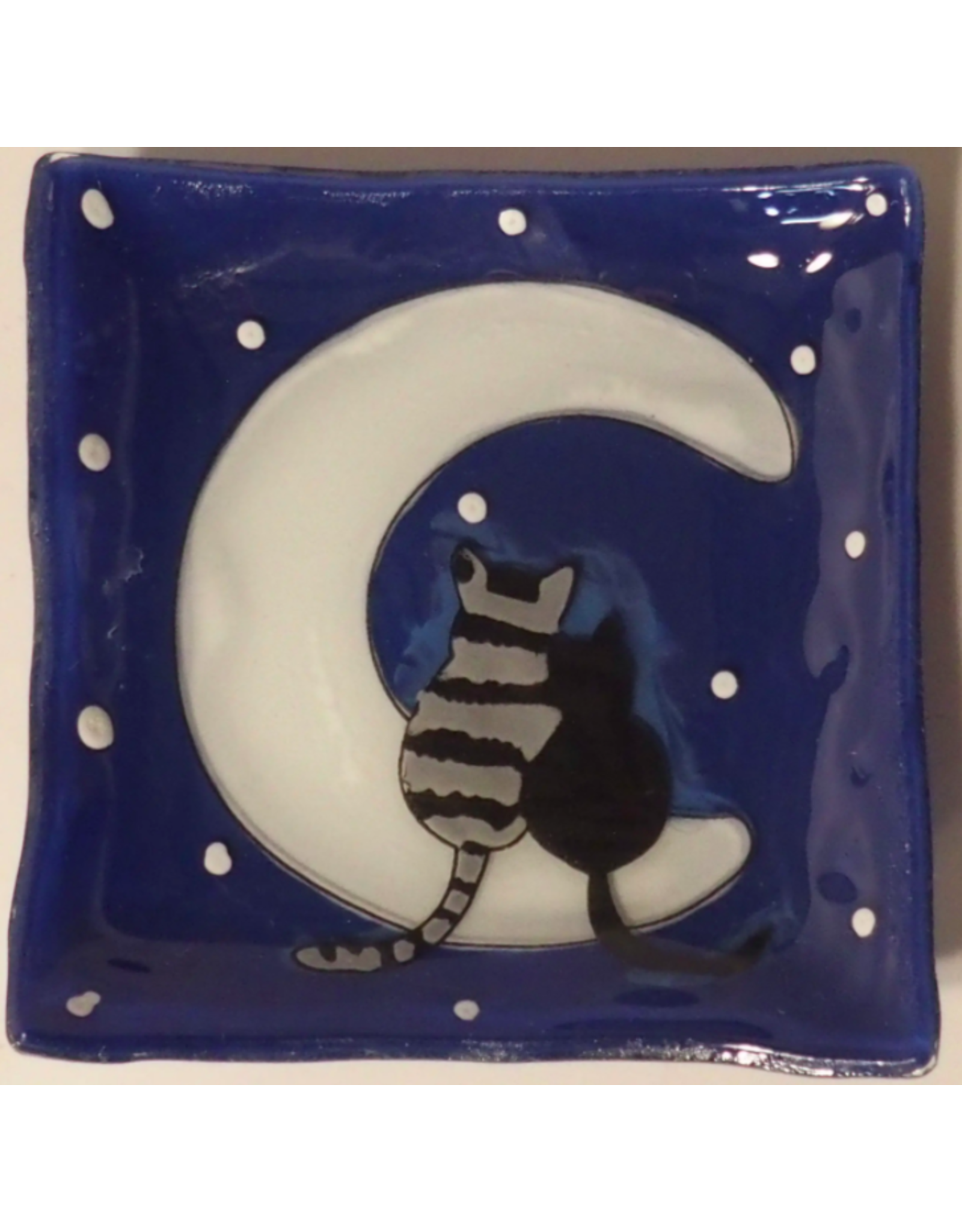 Trade roots Cats on the Moon Glass Square Dish, Ecuador