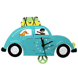 Trade roots Volkswagon Beetle Wall Clock, Teal, Colombia