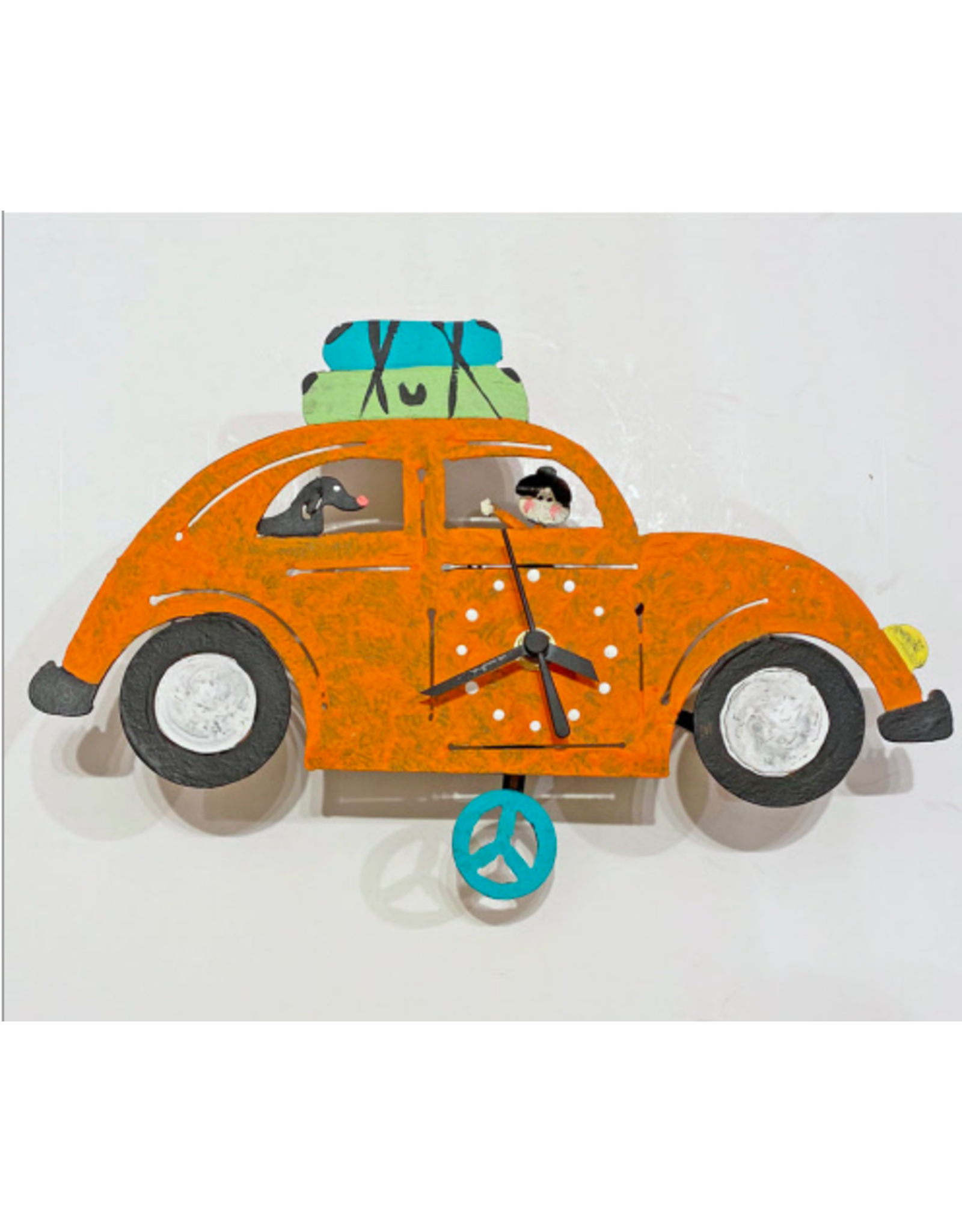 VW Beatle Wall Clock, Orange